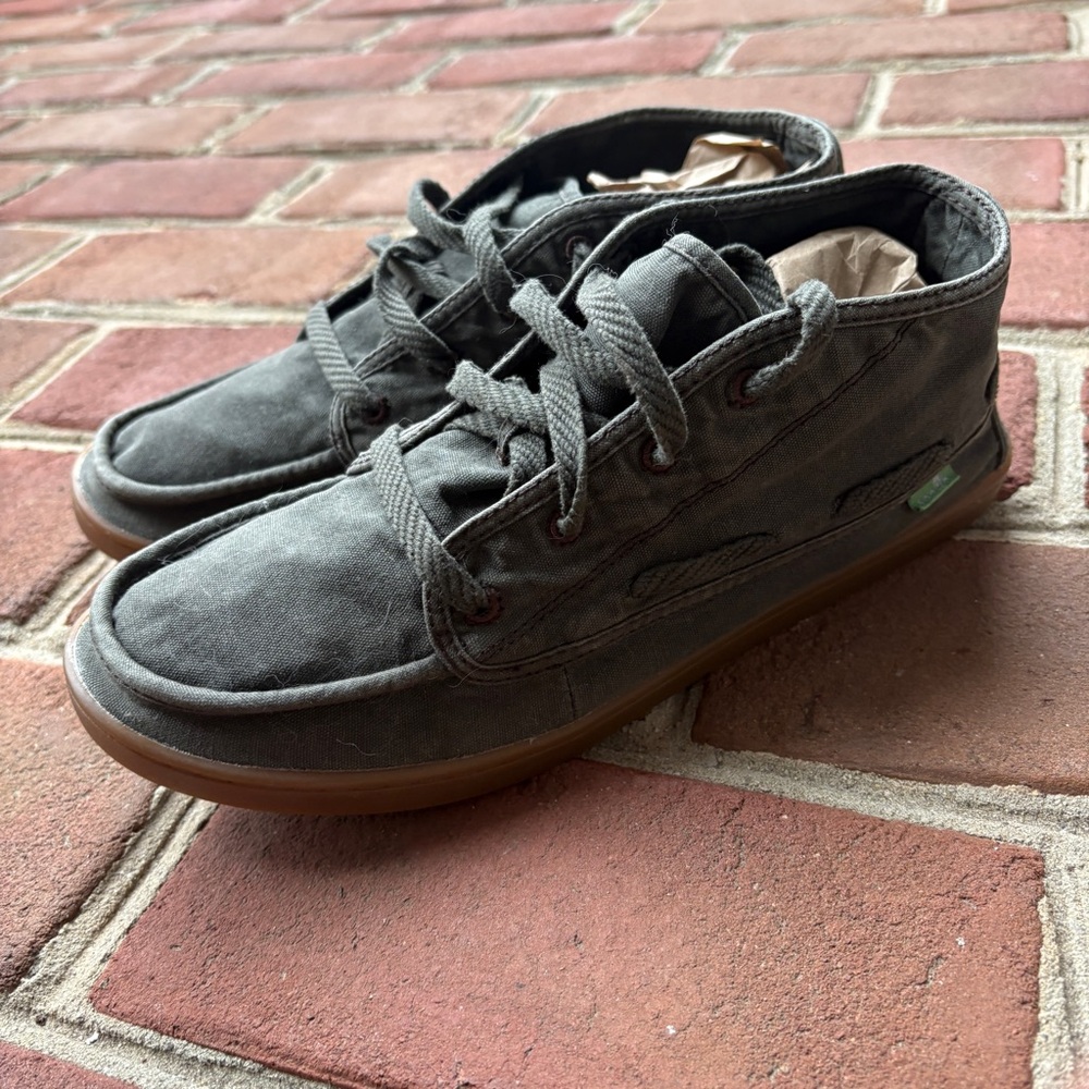 Sanuk Vee K Shawn High Top Olive Wash Canvas Sneakers 8.5 Womens - Picture 6 of 15
